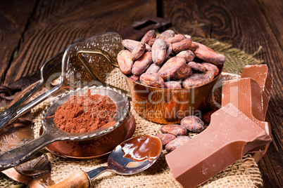 chocolate cocoa and cocoa beans