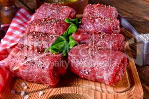 fresh raw beef roulades