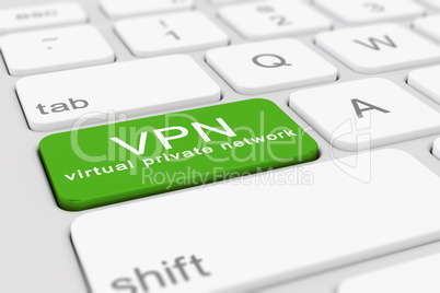 3d render of a keyboard with green virtual private network  butt