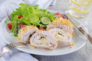 Chicken roll in breadcrumbs