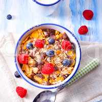 muesli breakfast menu with forest fruits