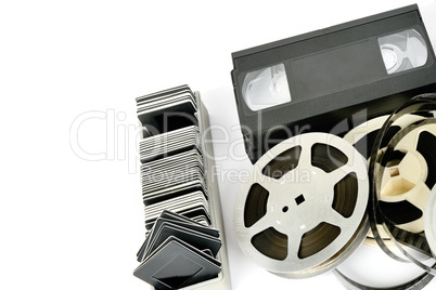 Old photo and video equipment isolated on white background. Free