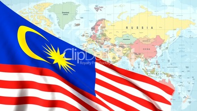Animated Flag of Malaysia With a Pin on a Worldmap