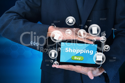Business man showing Online shopping concept