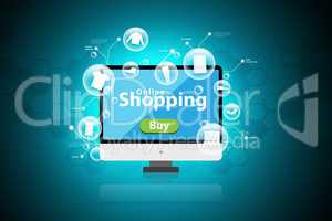 Online shopping concept in color background