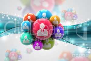 Social networking bubbles in color background