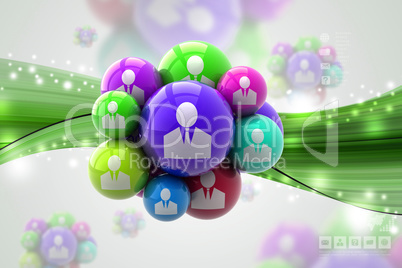 Social networking bubbles in color background