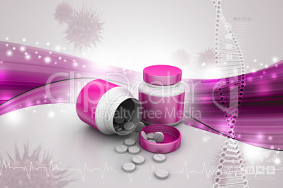 Medicine and bottle in colorback ground