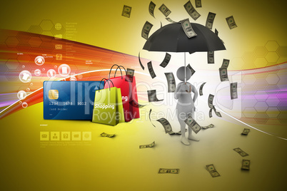 Business man with Online shopping concept in color background