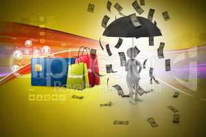 Business man with Online shopping concept in color background