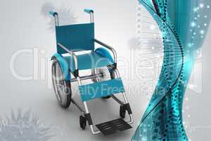Medical wheel chair in color background