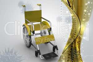 Medical wheel chair in color background