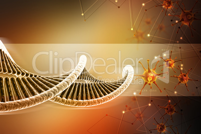 DNA and virus in color background