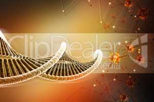 DNA and virus in color background
