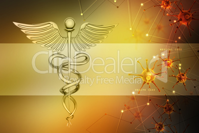 Medical symbol with virus in color background