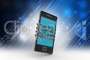 Smart phone with protection in color background
