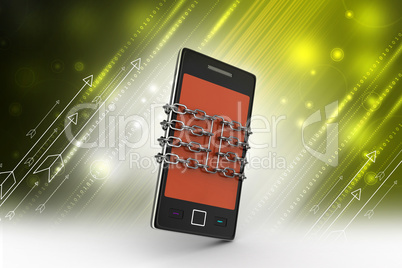 Smart phone with protection in color background