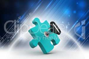Puzzle with key in color background. .