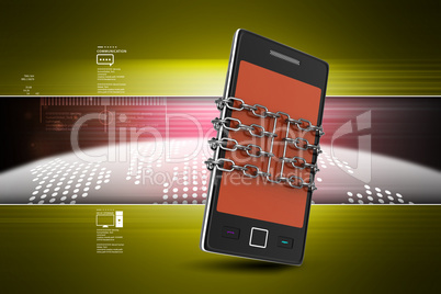 Smart phone with protection in color background