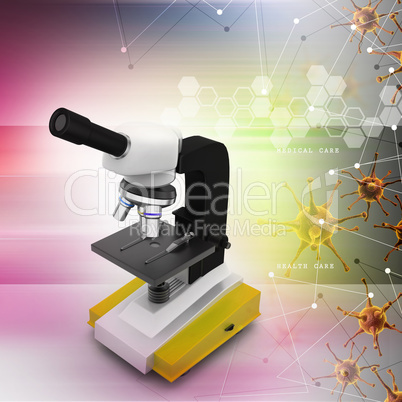 Microscope with virus in color background