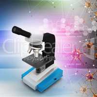 Microscope with virus in color background