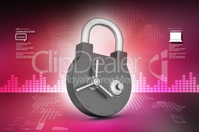 High protection padlock in color background