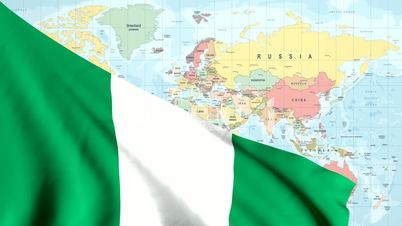 Animated Flag of Nigeria With a Pin on a Worldmap