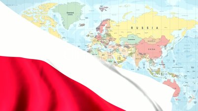 Animated Flag of Poland With a Pin on a Worldmap