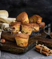 round baked muffins with dry fruits and raisins