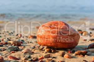 sea stones, big and small stones from the sea, stones of different size and color
