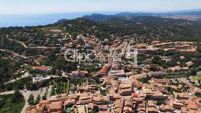 Aerial view of the scenic places with a view of the valleys, mountains and the sea with beaches. Spain, Catalonia