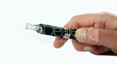 Hand with electronic cigarette