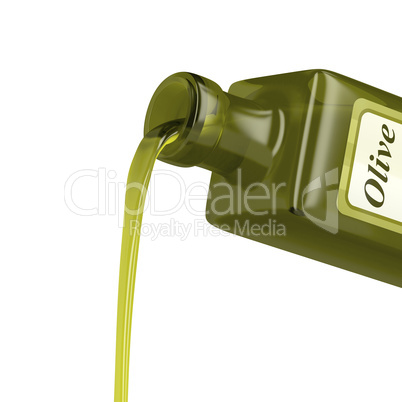 Pouring olive oil from the bottle