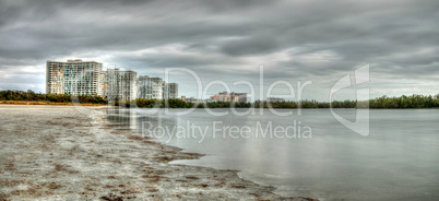 Buildings in the distance on Marco Island, Florida, beach