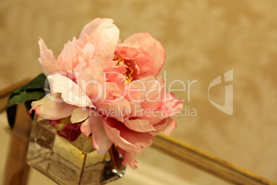 Silk pink peony flower