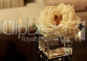 Silk white camellia flower