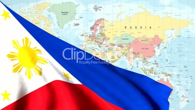 Animated Flag of the Philippines With a Pin on a Worldmap