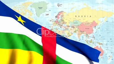 Animated Flag of the Central African Republic With a Pin on a Worldmap
