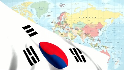 Animated Flag of South Korea with a Pin on a Worldmap
