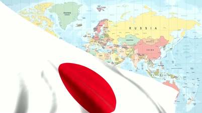 Animated Flag of Japan with a Pin on a Worldmap