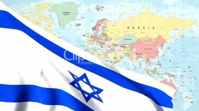 Animated Flag of Israel with a Pin on a Worldmap