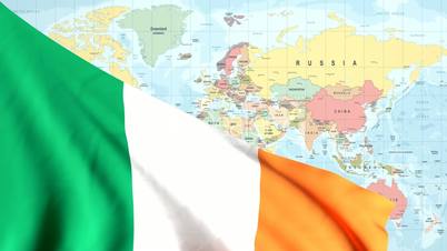 Animated Flag of Irland With a Pin on a Worldmap