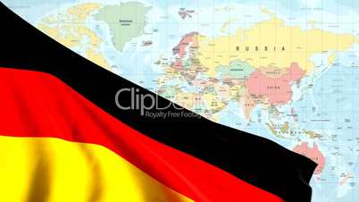 Animated Flag of Germany With a Pin on a Worldmap