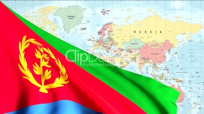 Animated Flag of Eritrea with a Pin on a Worldmap