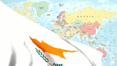 Animated Flag of Cyprus With a Pin on a Worldmap