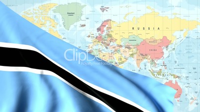 Animated Flag of Botswana With a Pin on a Worldmap