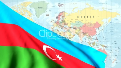 Animated Flag of Azerbaijan with a Pin on a Worldmap