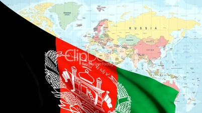 Animated Flag of Afghanistan With a Pin on a Worldmap