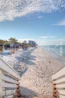 White sand beach and aqua blue water of Clam Pass in Naples, Flo