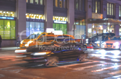 Car moving in traffic city street